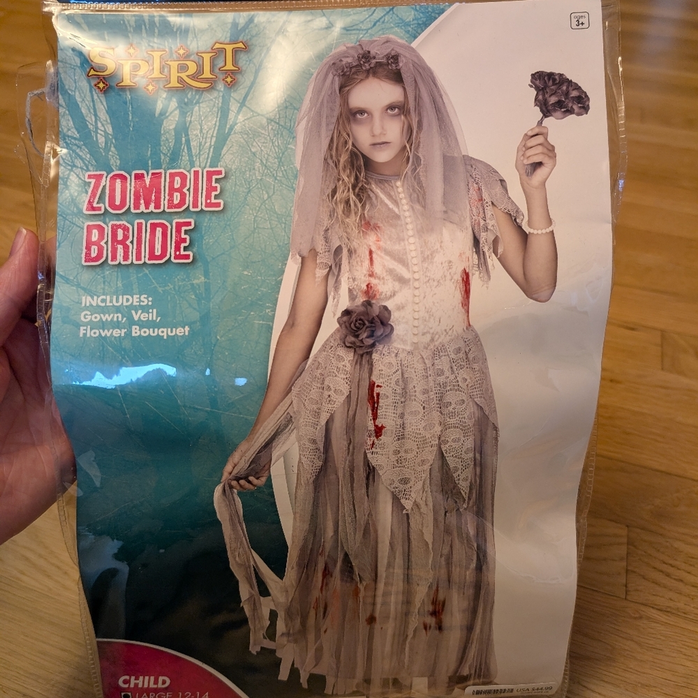 Spirit Zombie Bride Costume with Gray and White Lace